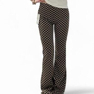 Checkered print flare Pants